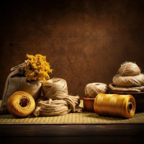 jute thread and fiber on a table